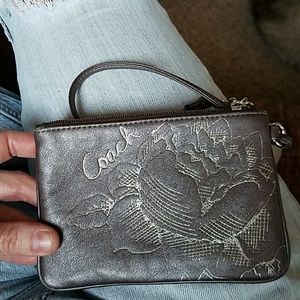 Coach Wristlet with Silver Detailing